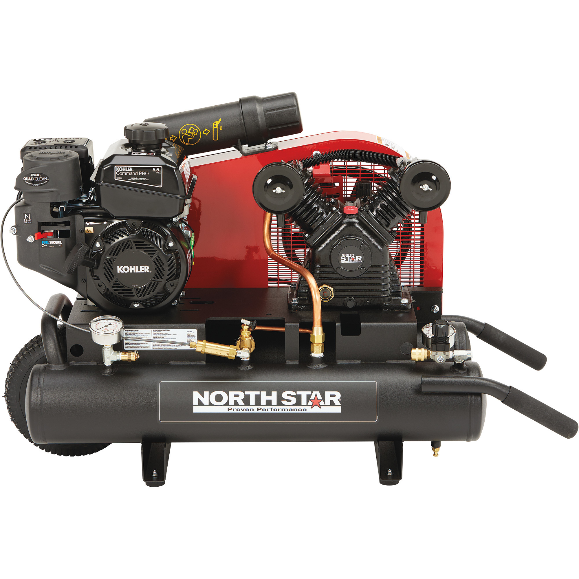 NorthStar Gas-Powered Air Compressor, Kohler CH255 OHV Engine, 8-Gallon Twin Tank, 13.7 CFM @ 90 PSI